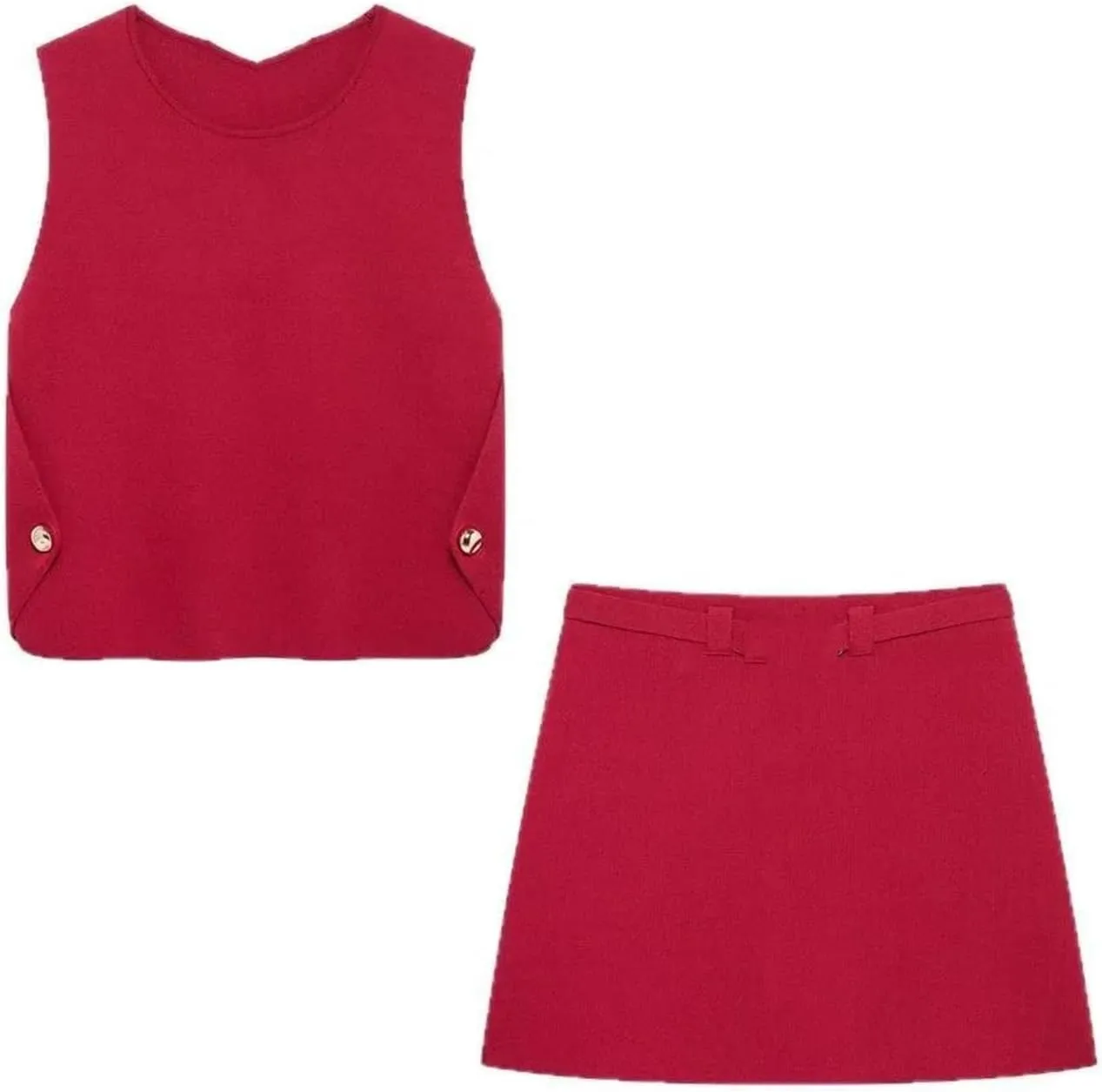 Women's Vest Skirt Set - Sleeveless Top & Knee-Length Skirt