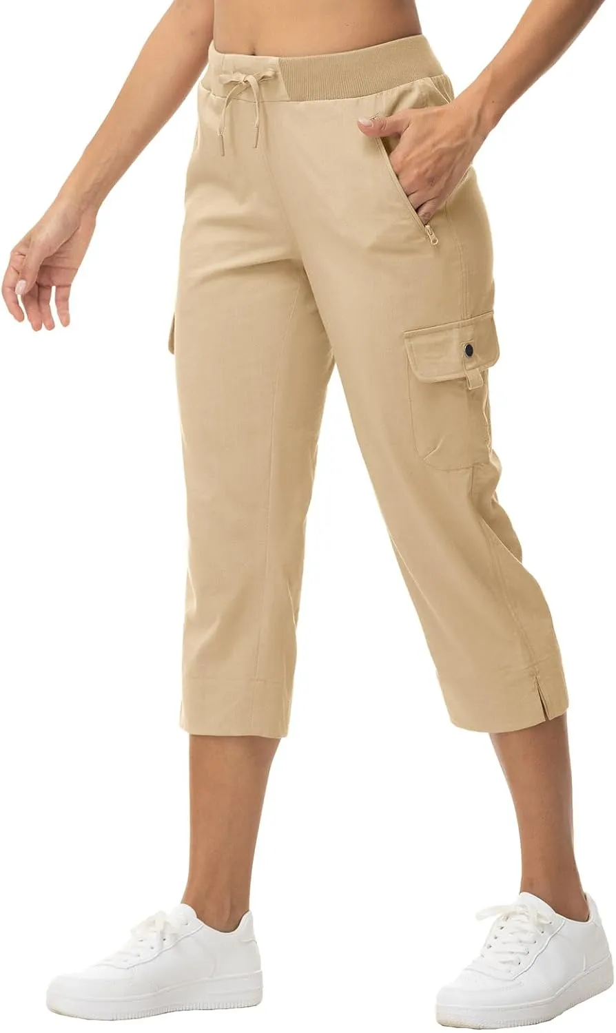 YSENTO Womens Cargo Capri Pants with 4 Pockets Summer Bottoms Lightweight Quick Dry Hiking Athletic Joggers